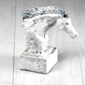 Figurka popiersie konia - raku chabby chic prowansalski styl ceramika azul horse dekoracja