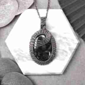 Miedziany wisiorek wire wrapping jaspisem star galaxy #430 wisior