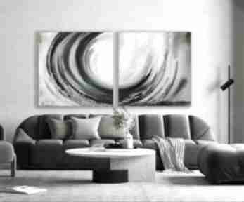 Abstrakcja wave ręcznie malowany obraz dyptyk 2 szt 100x100 cm diana abstract art, duże obrazy