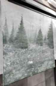 "górska mgła" - obraz olejny na płótnie, 50x50 cm