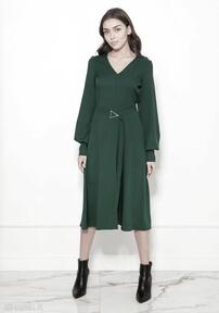 Sukienka z dekoltem v, suk189 zielony lanti urban fashion polski produkt, wysokiej jakości