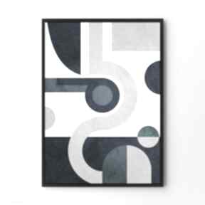 niebieska - format A4 hogstudio plakat, plakaty, do salonu, geometria, wnętrza, modne