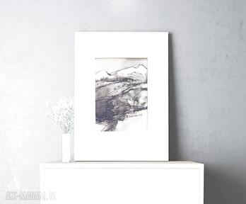 Czarno biały, obrazek z górami, widok gór rysunek, górski szkic n7 annasko obraz, pejzaż