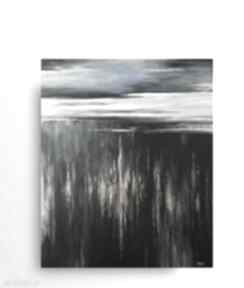 Czarna ze złotem akrylowy formatu 40x50 cm paulina lebida abstrakcja, akryl, nowoczesny, obraz
