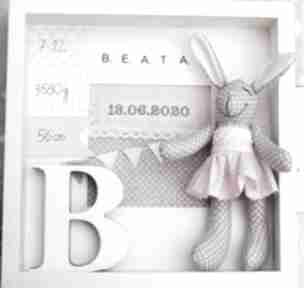 Metryczka prezent królik chrzest dla dziecka art shop lala, narodziny