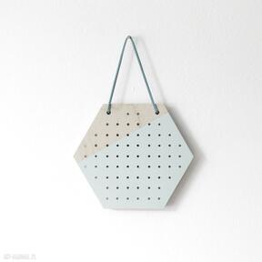 Mini wood baby blue heksagon wiszący organizer na kolczyki, ekspozytor na biżuterię dom hello