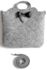 Pikowana kwadratowa retro na ramię camshella, kokardka, serce, cyrkonie