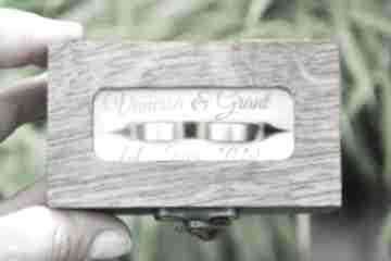 Pudełko ślubne na obrączki, personalizowane z szybką pr34 ślub tulito