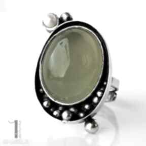 Sunrise srebrny pierścionek z agatem brazylijskim miechunka srebro, metaloplastyka, agat, perła