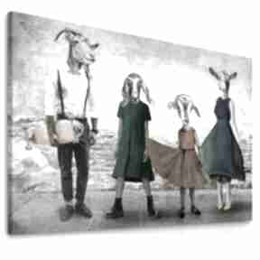 Obraz drukowany na płótnie - kozłowscy z córką 120x80cm ludesign gallery obrazy z kozami