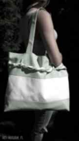 Duża biało-seledynowa torba na ramię gabiell, recykling, wakacje, modna
