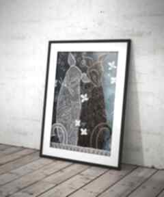 "koty miły spacer" wydruk oprawiony marina czajkowska, obraz