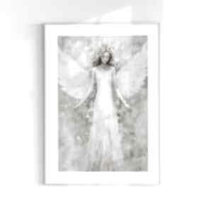 Anioł w delikatnych odcieniach beżu i bieli 40x50 cm 8-2 0044 plakaty raspberryem