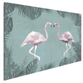 Obraz na płótnie - flamingi geometryczny 120x80 cm 36901 vaku dsgn, zwierzęta, ptaki