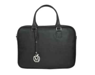 Manzana biznes styl - torba na laptopa czarna połyskująca 15,6 cale torebki, laptop