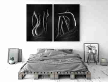 Zestaw 2 zmysłowych aktów kobiecych 70x100 cm wykonanych ręcznie, abstrakcja art krystyna siwek