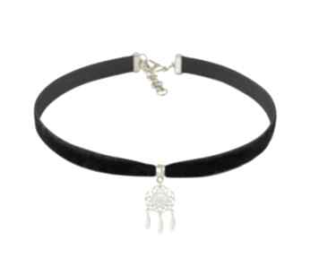 Boho choker black velvet łapacz snów aksamit delikatny naszyjnik