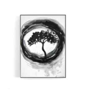 Drzewo abstrakcja akwarela 12,5/18 cm paulina lebida
