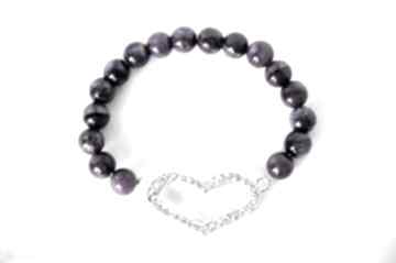Bracelet by: cyrkoniowe w fioletowym marmurze sis kamienie, serce, love, prezent, nowość