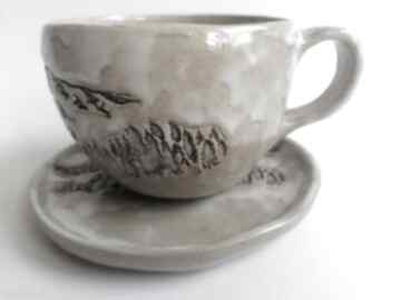 Komplet górski 7 ceramika eva art rękodzieło, filiżanka z gliny, do kawy, użytkowa, ręczna