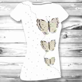 Ręcznie malowana koszulka w motyle, bawełna komfort bluzki gala vena motyl, bawełniana, damska