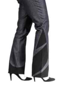 Granatowe spodnie dzwony non tess jeansy - wstawki - boho, jeans