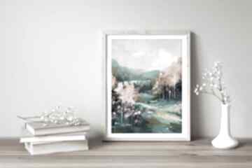 Letni - obraz na papierze wydruk giclée 30x40 cm plakat z annsayuri art z giclee, krajobrazem