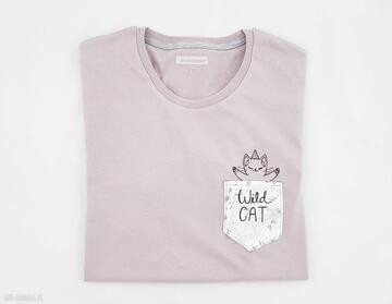 shirt wild cat koszulka kieszonka kot jednorożec haft luźnym