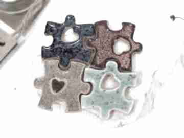 Komplet 4 magnesów - ceramiczne puzzle magnesy fingers art magnes, zestaw, na lodówkę, prezent