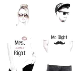 Koszulka dla par "mrs always & mr right " tailor made love, rocznica, ślub