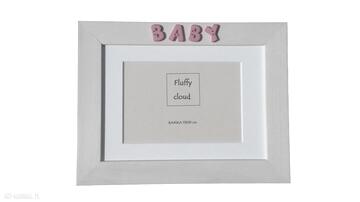 Ramka napis litery, shabby, chic baby pokoik dziecka fluffy cloud