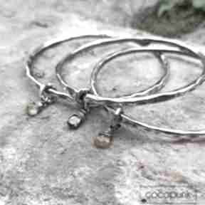 bangla, kamieniem - nowoczesna bransoletka komplet bizuterii srebro młotkowne