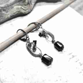 Srebrne kolczyki z czarnym turmalinem jan art czarny turmalin, wire wrappe