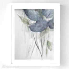 Niebieskie formatu A4 paulina lebida akwarela, abstrakcja, kwiaty