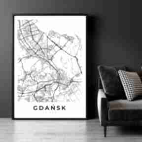 Plakat - format 61x91 cm plakaty hogstudio do wnętrza, salonu, mapa, gdańsk, miasta