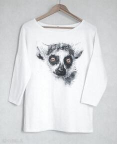 Lemur bluzka oversize bawełniana S m biała gabriela krawczyk, koszulka, bluza, bawełna