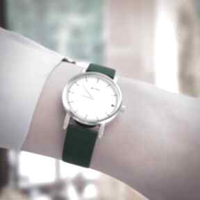 Zegarek mały - simple elegance silikonowy, zielony zegarki yenoo, pasek, klasyczny, dla niej