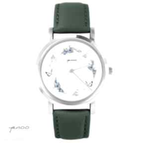 Zegarek - wianek, motyle skórzany, zielony zegarki yenoo, bransoletka, motyl, upominek
