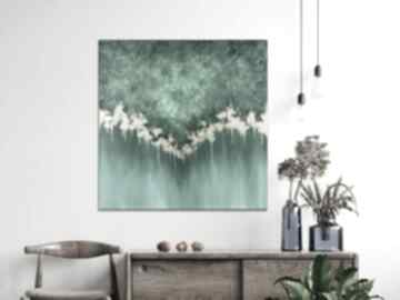 serenity II 60x60 cm - zielony ręcznie annsayuri art do biura, elegancki obraz, kwadratowy