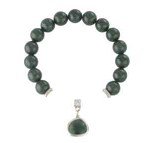 Green white jade jadeit kryształek bransoletka gumce silikonowej