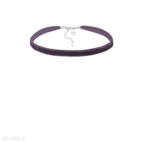 Fioletowy aksamitny choker z regulowanym zapięciem naszyjniki sotho modny, minimalistyczny