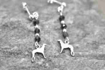 Saluki - chart perski kolczyki, srebro 925 i kamień naturalny pasją pędzlem pies, biżuteria