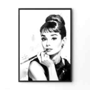 hepburn - format 30x40 cm hogstudio plakaty, plakat, audrey, biało czarny, portret, modny