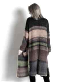 Multicolors sweter boho style swetry the wool art, kardigan, na drutach, wełniany