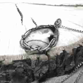 Kryształowa druza s156 naszyjniki jan art agatu, wire wrappe, srebrny wisiorek