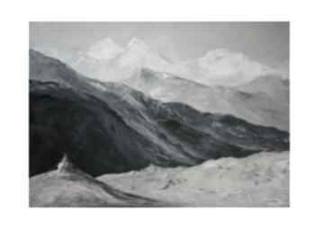 Karakorum, obraz olejny na płótnie arte dania ręcznie malowany, góry, pejzaż, himalaje
