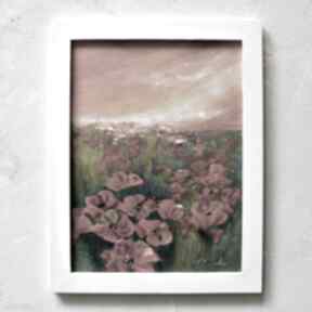 Maki, kwiaty, pejzaż obraz ręcznie malowany w ramce 2 aleksandrab