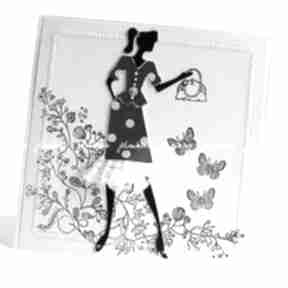 Być - #6 scrapbooking jelonkaa kobieta, elegancja, kartka, kwiaty, sukienka, motyl