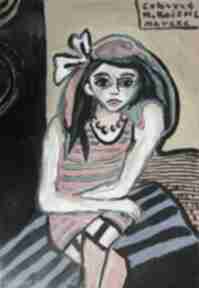 Obraz olejny dziewczyna z kokardą carmenlotsu do salonu, obrazy na zamówienie, malarstwo