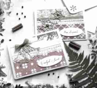 Prezent na święta? Świąteczny dwupak IV kartki cynamonowe życzenia, dzwonki, gwiazdki, folkowy